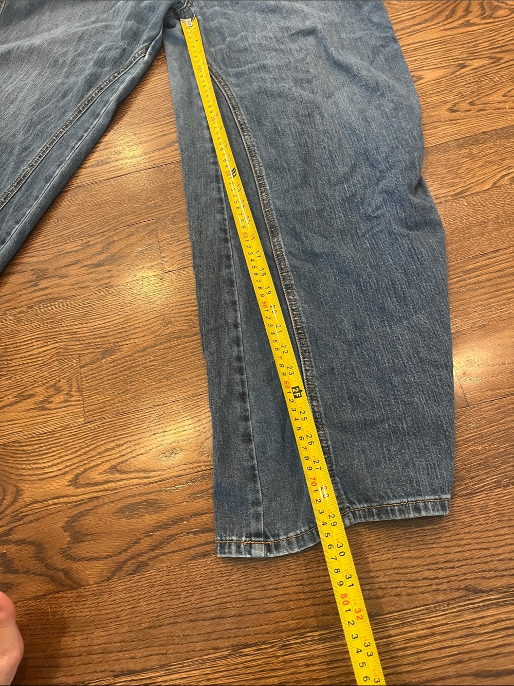 Pilcro Wide-Leg Flared Jeans in Medium Blue - Picture 4 of 4